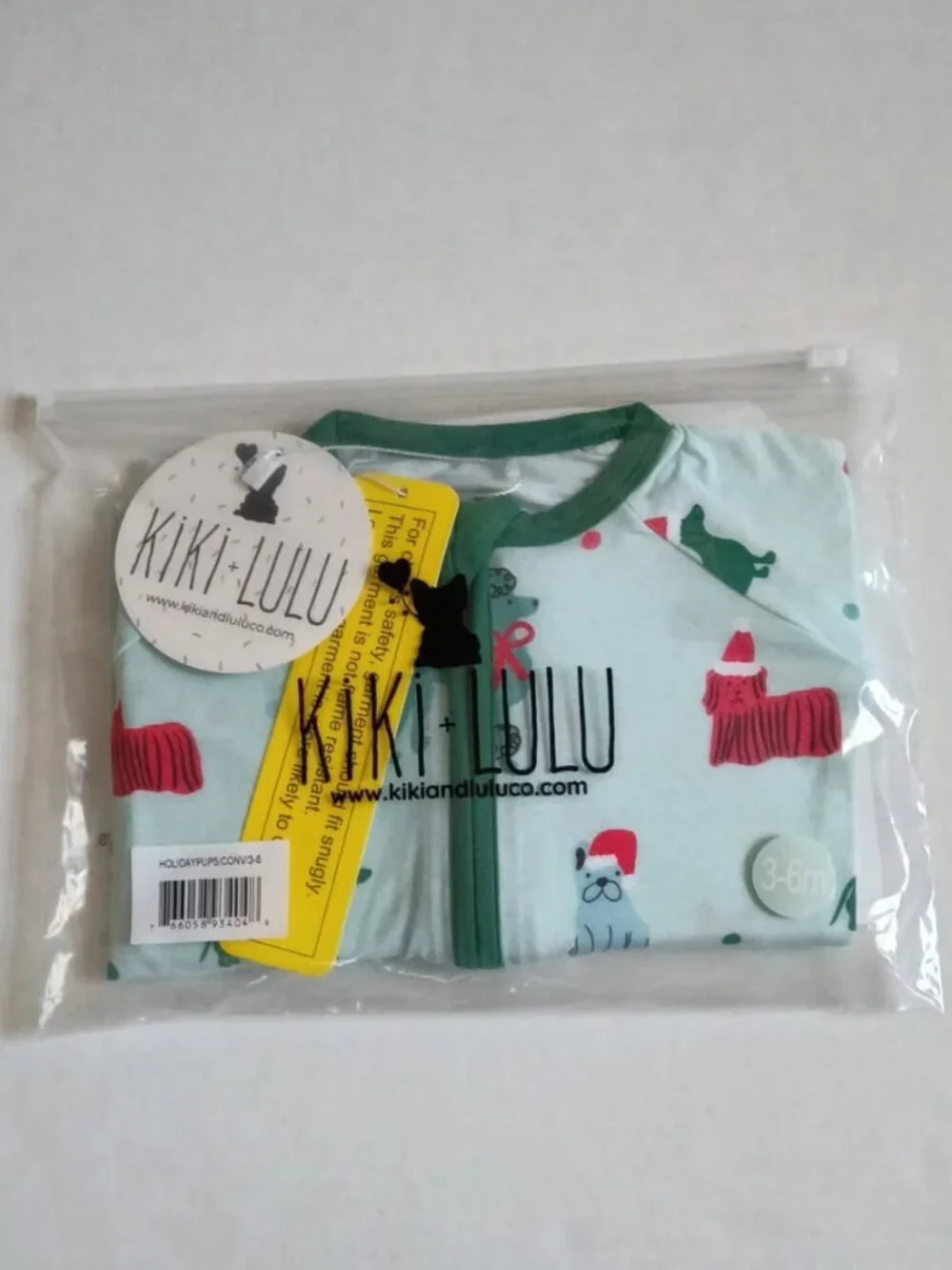 Holiday Pups Bamboo Zippy 3-6M | Kiki + Lulu Double Zipper Convertible Footie
